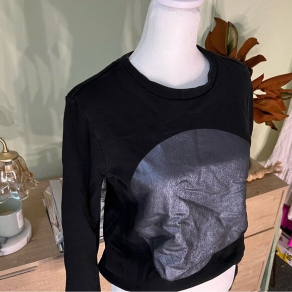 Vintage FOREVER21 Black & Metallic Silver Graphic Crewneck Sweater 100% Cotton S - Picture 2 of 16